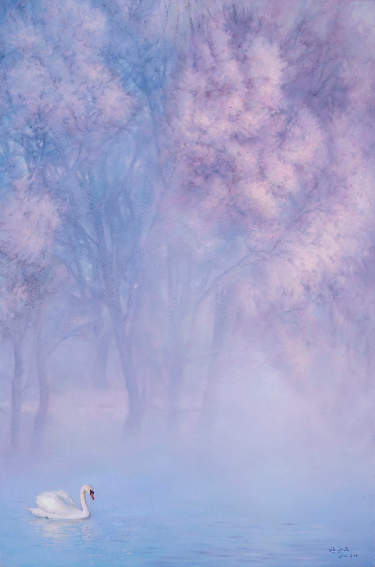 Cygne sur le lac embrumé ｜ Xinyu Zhao